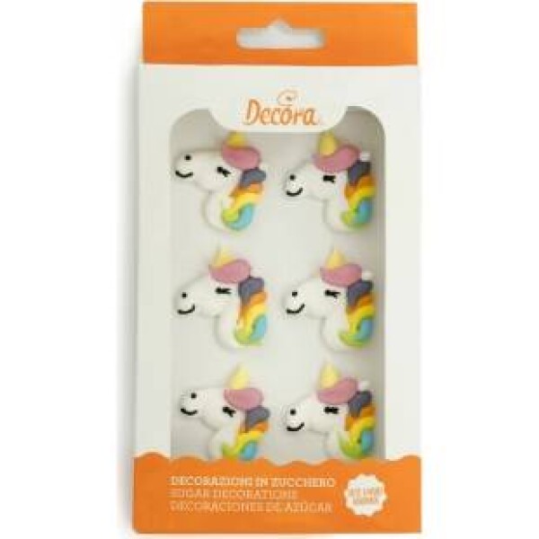 6 ks cukrových dekorácií Jednorožec - Decora