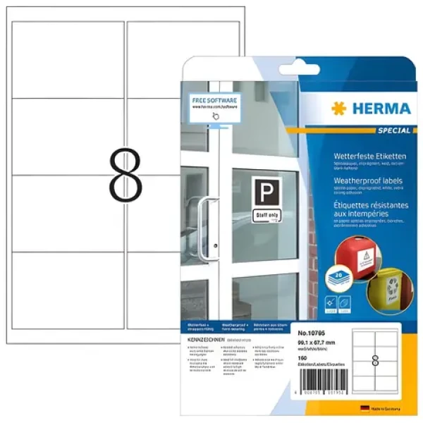 Herma Etikety Outdoor biela / Etikety / vodeodolné / 99,1x67,7 mm / 160 ks (10795)