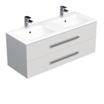 Kúpeľňová skrinka s umývadlom SAT Cube Way 120x53x46 cm biela lesk CUBE461202BIMOD CUBE461202BIMOD