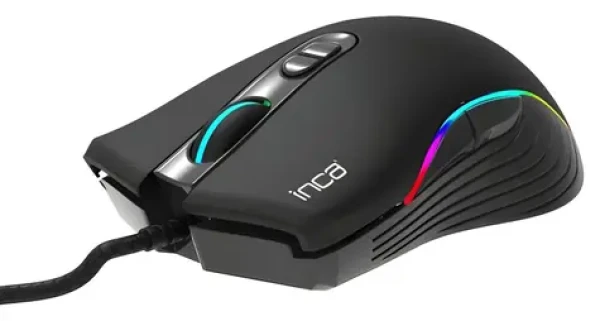 INCA IMG-GT15 čierna / Drôtová herná myš / RGB / 4800 DPI / 7 tlačidiel / USB-A / 1,5 m (IMG-GT15)