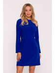 S419 Šaty s ozdobnými gombíkmi v páse - kráľovská modrá EU M