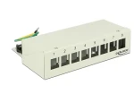 DeLock Keystone Patch Panel 8 portov šedý / Patch panel / kovový / pre 8 Keystone modulov / úchyty na DIN lištu (43336)
