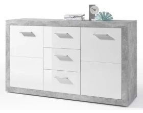 Komoda Stone 147 cm, betón/biela%