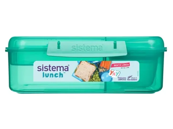 Sistema Lunch Bento Delený desiatový box s nádobou na jogurt a 2 tácky 1.65 l mätová (8592001419513)