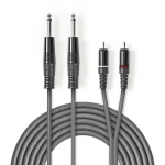 Nedis Stereo Audio kábel 2x jack 6.35 mm (M) 2x RCA (M) 5.00 m Okrúhly tmavo šedá (COTH23320GY50)