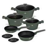 BERLINGERHAUS Sada riadu s titánovým povrchom Matte green Collection / Sada riadu / 10 ks (BH-8207)