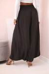 Dámske viskózové nohavice s elastickým pásom hnedé UNI