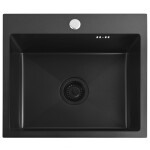 REA REA - Oceľový drez Leo 50 Black s kuchynskou batériou KPL-96005