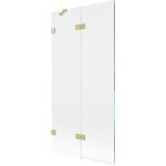 MEXEN/S - Lunar vaňová zástena 2-krídlová ľavá 90 x 150, transparent, zlatá kartáčovaná 897-090-100-55-00-L