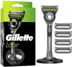 Gillette Labs strieborné / Holítko / 5 čepelí / stojan (8700216674508)