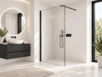 CERANO - Sprchová zástena Walk-in Onyx Cube Ľ/P - 8 mm - hranatá vzpera - čierna matná, ryhované sklo - 160x200 CER-8050BD574
