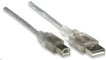Manhattan Kábel USB 2.0 AB / prepojovací / 5m / strieborný (345408-MA)