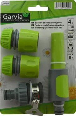 Garvia Zavlažovacia pištoľ prúdnicová so sponou / Sada 4 ks / S príslušenstvom