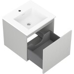 MEXEN/S - Rivel kúpeľňová skrinka 50 cm s umývadlom Otis, 1 šuplík, reliéf, šedá mat/biela mat 91A20-05047-1-BF62-W18M01