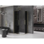 MEXEN/S - Velar Duo sprchovací kút, posuvné dvere 100 x 90, grafit, zlato 871-100-090-42-50