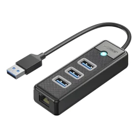 Orico PW3UR25-U3 čierna / USB hub / 3x USB-A 3.0 / RJ-45 2.5G Ethernet / kábel 1,8 m