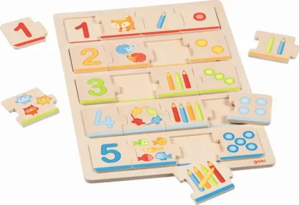 GOKI Drevené vkladacie puzzle Nauč sa počítať