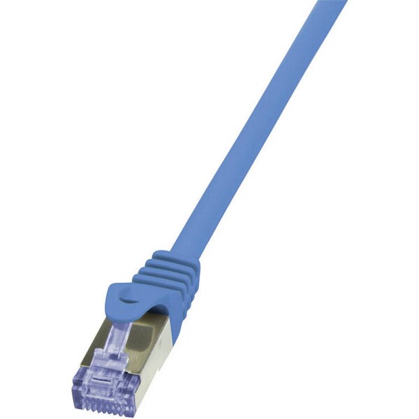 LogiLink CQ3086S RJ45 sieťové káble, prepojovacie káble CAT 6A S/FTP 7.50 m modrá samozhášavý, s ochranou 1 ks; CQ3086S