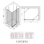 CERANO - Sprchovací kút Marino Ľ/P - 6 mm - chróm, transparentné sklo - 100x70x190 - pántový CER-422772