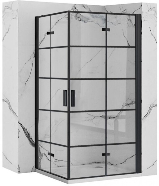 REA/S - Sprchovací kút MOLIER dvere/dvere 80X80 BLACK MOLDD080080B