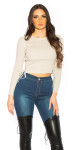 Sexy KouCla Crop Ripp sweater with lacing Einheitsgroesse