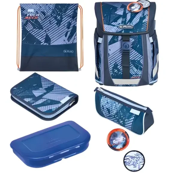 Herlitz FiloActive XL PLUS TechMech modro-oranžový / Školský batoh / 21 l / ergoActive / reflexné prvky (50048908)
