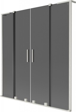 MEXEN/S - Velar L Duo dvojkrídlová posuvná vaňová zástena 150 x 150, grafit, nikel kartáčovaný 896-150-003-42-97