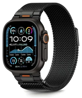 Tech-Protect Milano Vanguard čierna / Remienok pre Apple Watch / milánsky ťah / 44/45/46/49 mm