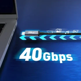 J5Create USB4 kábel 240W čierna / Kábel / USB-C - USB-C / 40 Gbps / PD 240 W / 0,8 m (JUC29L08-N)