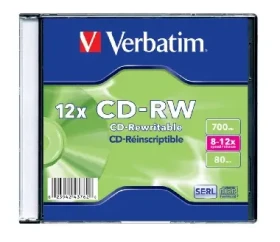 Verbatim CD-RW / 700 MB / 80 min / 12x / 10ks jewel case (43148)