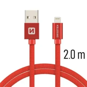 SWISSTEN TEXTILE dátový kábel USB - Lightning 2m červená (71523306)