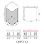 CERANO - Sprchovací kút Antelo Duo Ľ/P - 6 mm - čierna matná, transparentné sklo - 90x70x190 - otočný CER-482344