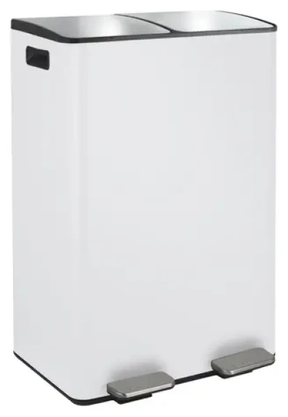 Spirella ALIYA matná biela / Odpadkový kôš / pedálový / triedený odpad / 2 x 30 l / oceľ
