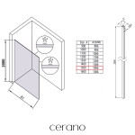 CERANO - Sprchová zástena Walk-in Crystal Ľ/P - 10 mm - bezvzperový systém - čierna matná, transparentné sklo - 150x200 CER-8050BD82674