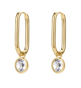 Brosway Oválne pozlátené náušnice 2v1 s kryštálom Symphonia BYM194
