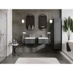 MEXEN/S - Rivel kúpeľňová skrinka 50 cm s umývadlom Otis, 1 šuplík, reliéf, grafit mat/biela mat 91A20-05023-1-BF66-W18M01