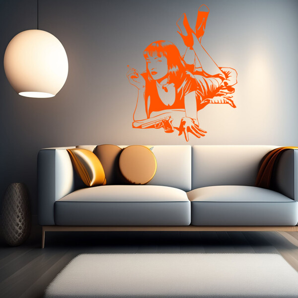 Veselá Stena Samolepka Pulp Fiction Farba: oranžová, Veľkosť: 100 x 125 cm