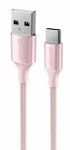 Swissten TEXTILE II dátový kábel USB - USB-C 1.5m ružová (71521311)