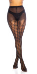 Trendy Houndstooth Pattern Tights black Einheitsgroesse