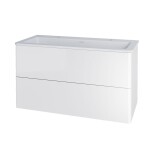 Mereo Siena, kúpeľňová skrinka s umývadlom z liateho mramoru 101 cm, biela lesk CN412M2