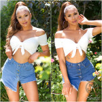 Sexy Highwaist Jeans Skorts lightblue M