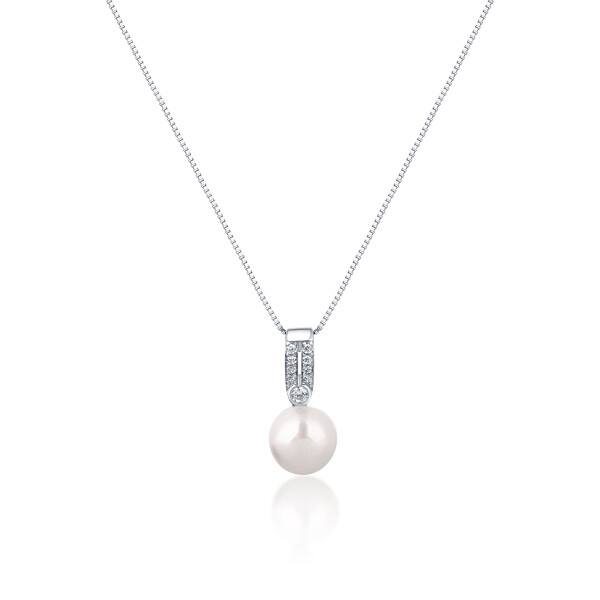 JwL Luxury Pearls Elegantný náhrdelník s pravou perlou a zirkónmi JL0748 (retiazka, prívesok)