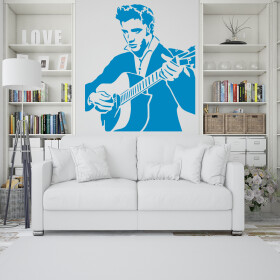 Veselá Stena Samolepka Elvis Presley Farba: modrá, Veľkosť: 100 x 93 cm