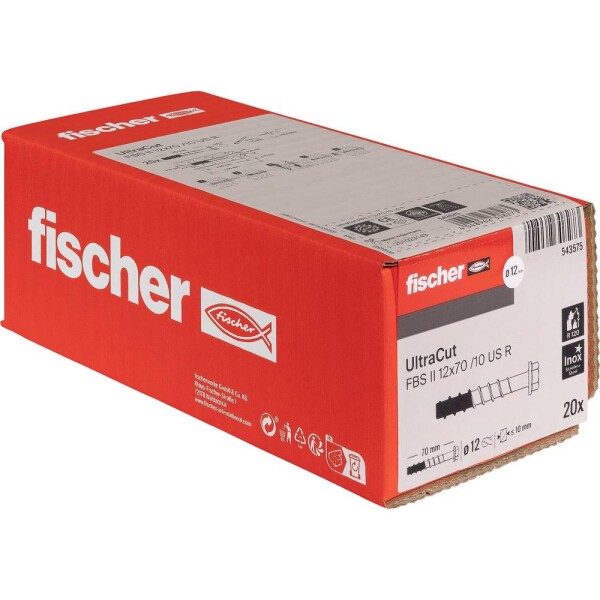 Fischer 543575 ULTRACUT FBS II 12x70 10/-/US A4 Concrete screw 20 ks; 543575