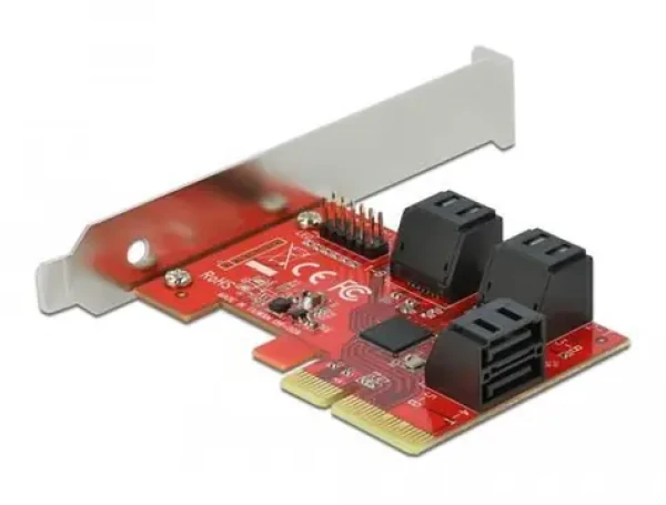 DeLock PCIe x4 Low Profile / PCI Express karta / 6x SATA III 6 Gb/s / Asmedia ASM1166 (89042)