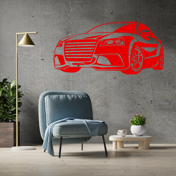 Veselá Stena Samolepka Auto Audi Farba: červená, Veľkosť: 60 x 30 cm