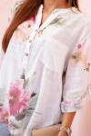 Dámska bavlnená blúzka s kvetinovým vzorom a gombíkmi - biela UNI