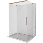 MEXEN/S - Rox-3S L sprchový kút 3 stenný, posuvný 160 x 120, transparent, meď kartáčovaná 8C2L-160-120-65-00-3S