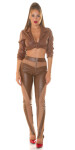 Sexy Koucla faux leather pants with Mesh inserts brown XL