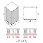 CERANO - Sprchovací kút Antelo Duo Ľ/P - 6 mm - čierna matná, transparentné sklo - 100x100x190 - otočný CER-433281